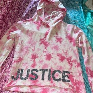 Justice Active pink and white tie dye pullover